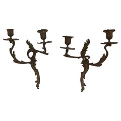 Französische Wandleuchten aus Bronze im Stil Ludwigs XV. aus dem 18. Jahrhundert – ein Paar