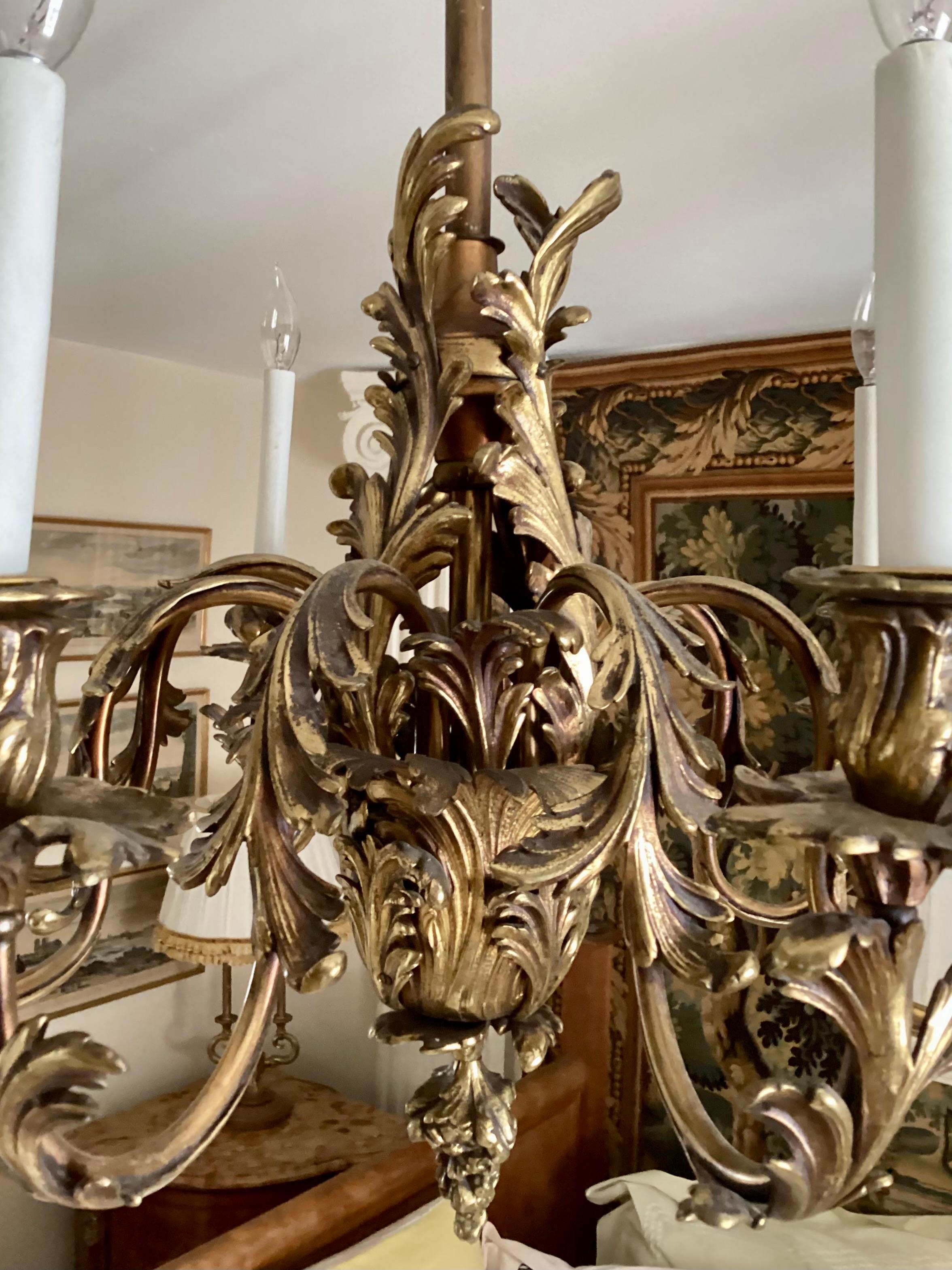 French Louis XV Bronze Chandelier 4