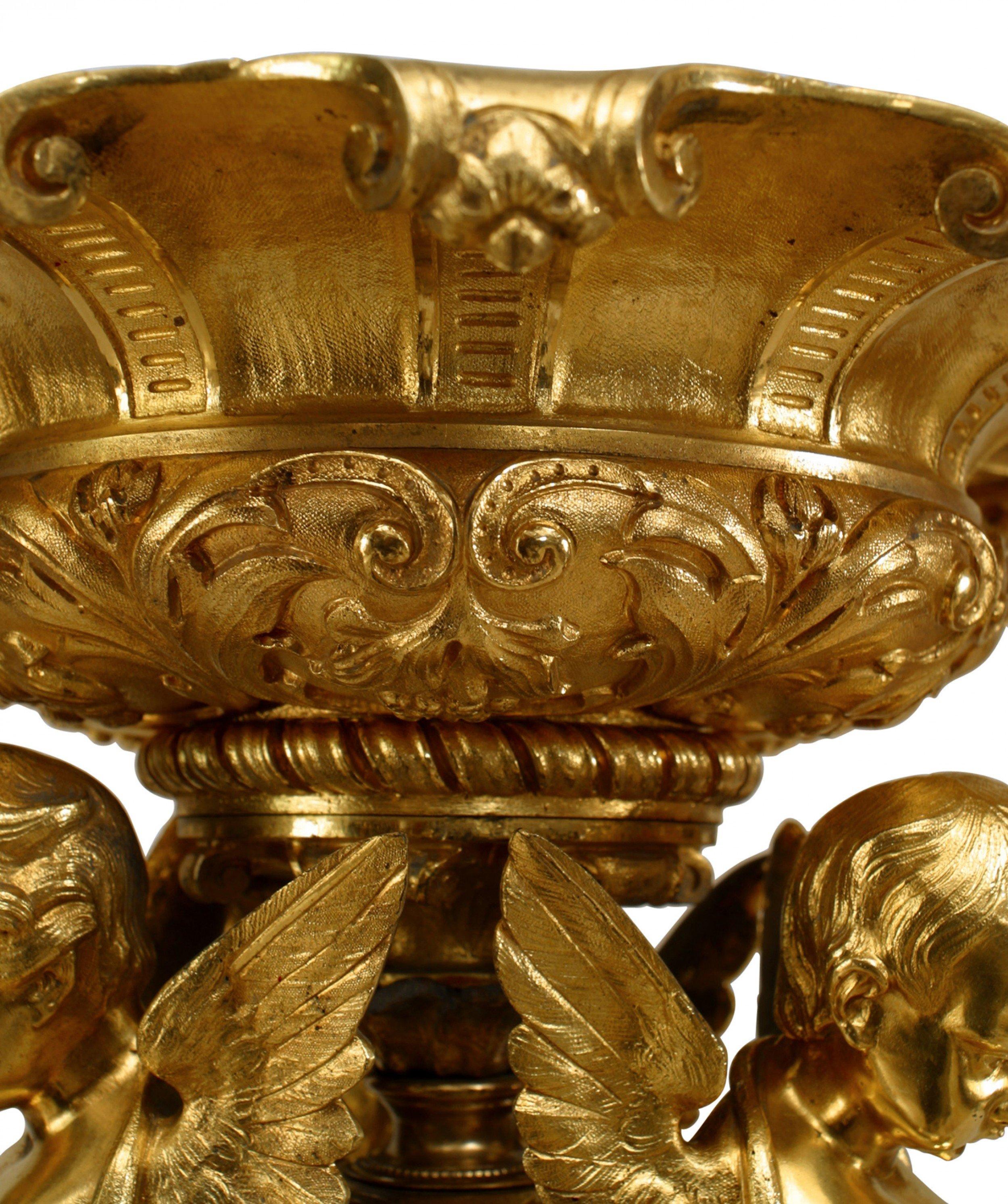French Louis XV Bronze Dore Cupid Centerpiece 1