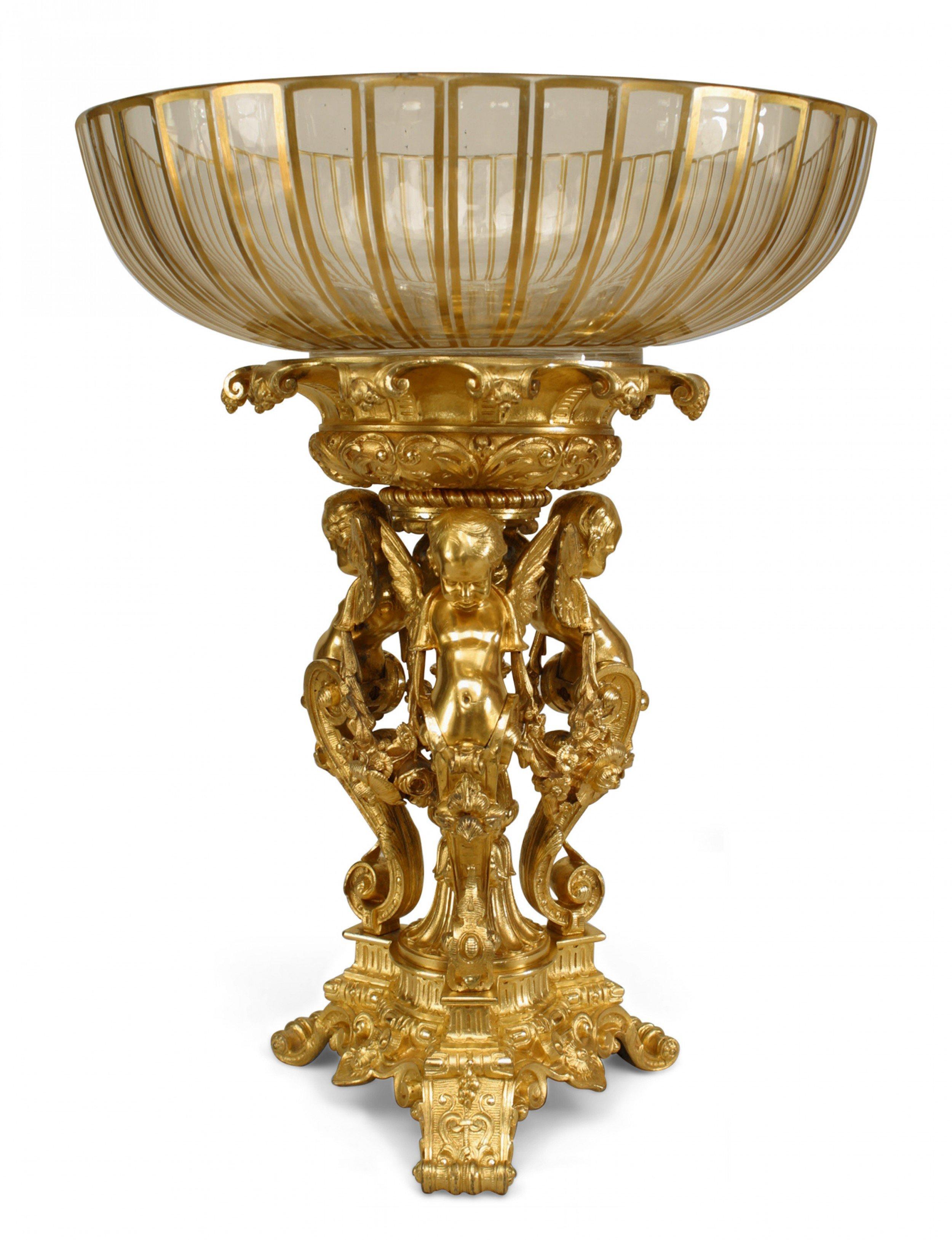 French Louis XV Bronze Dore Cupid Centerpiece 2