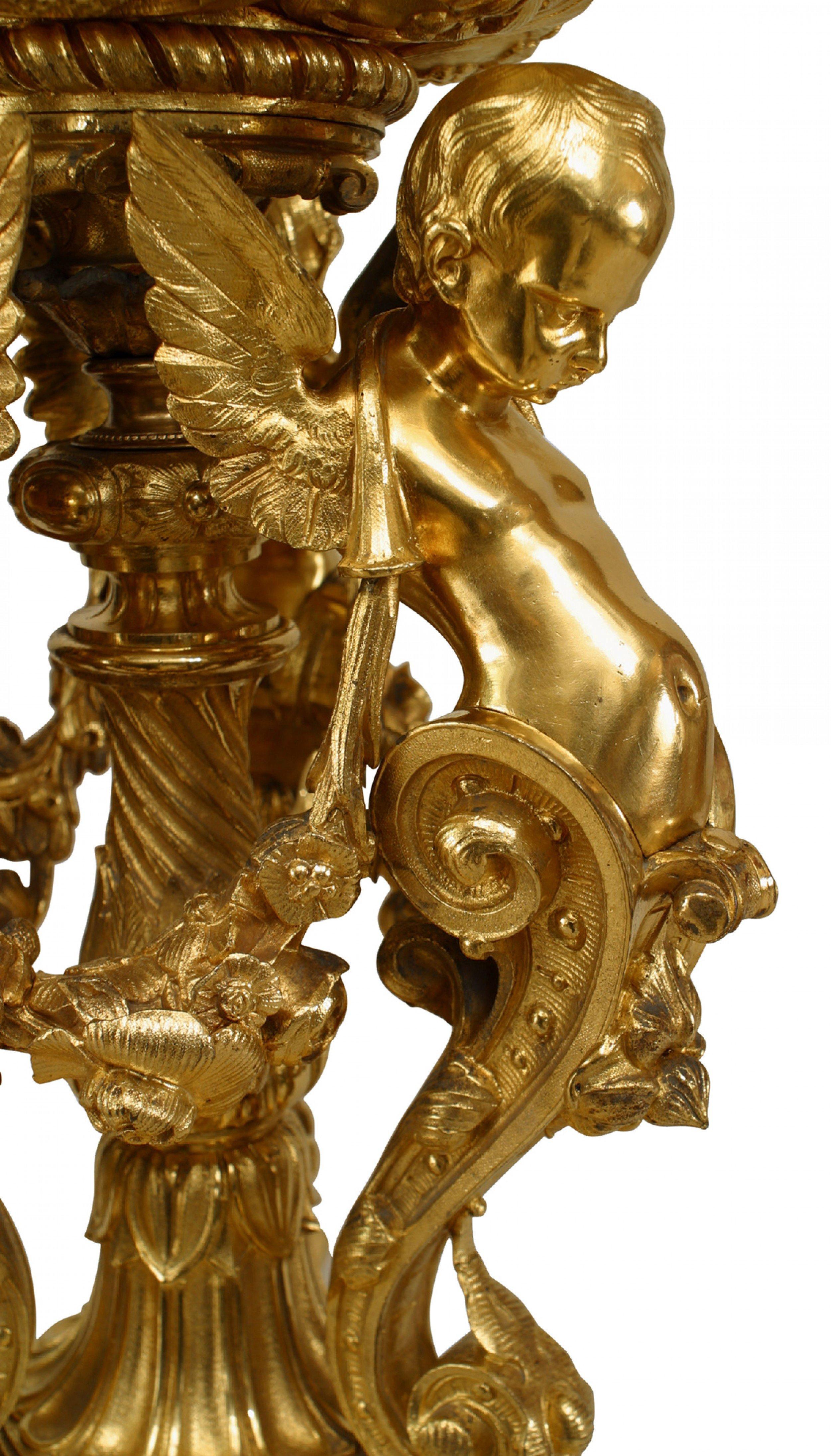 French Louis XV Bronze Dore Cupid Centerpiece 5