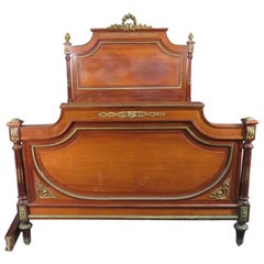 French Louis XV Bronze Mounted Full Double Bed Style of Sormani, circa 1890