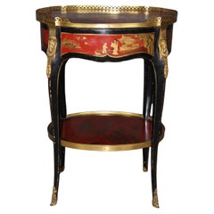 French Louis XV Bronze Mounted Red and Black Lacquer Chinoiserie End Table Stand