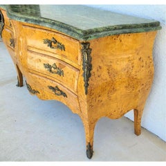French Louis XV Burl & Marble Ormolu Mounted Dresser Sideboard