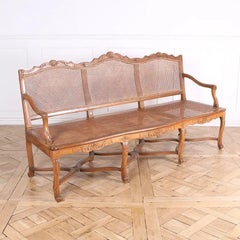 French Louis XV Cane Settee with Fitted Removable Cushions