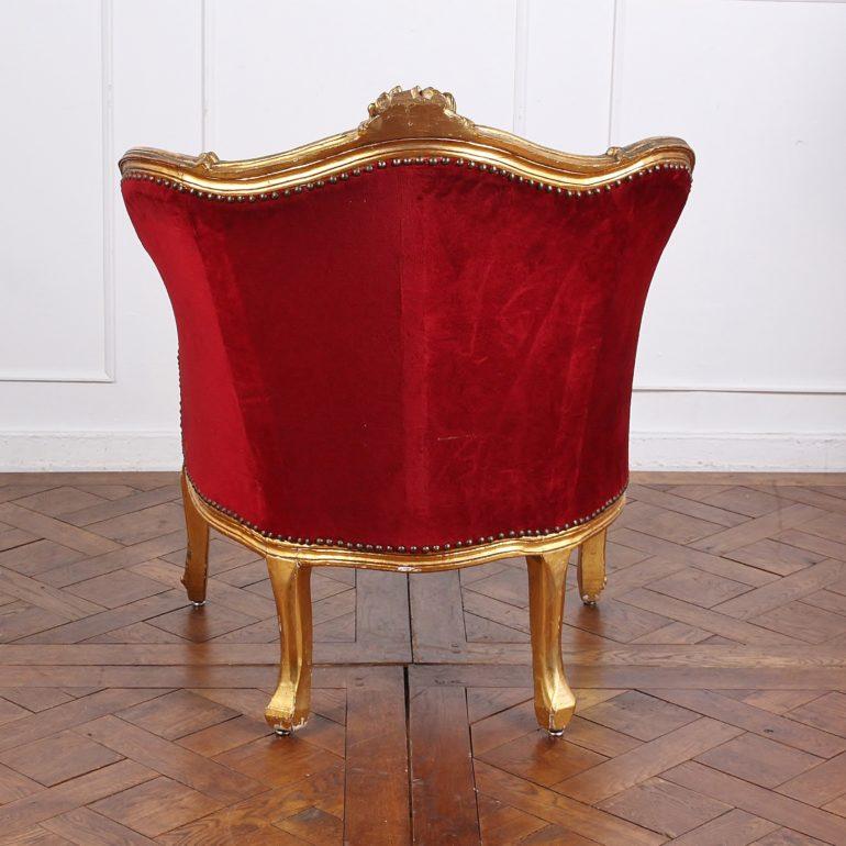 Hand-Carved French Louis XV Carved and Gilt Armchair For Sale