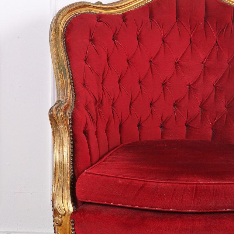 Upholstery French Louis XV Carved and Gilt Armchair For Sale