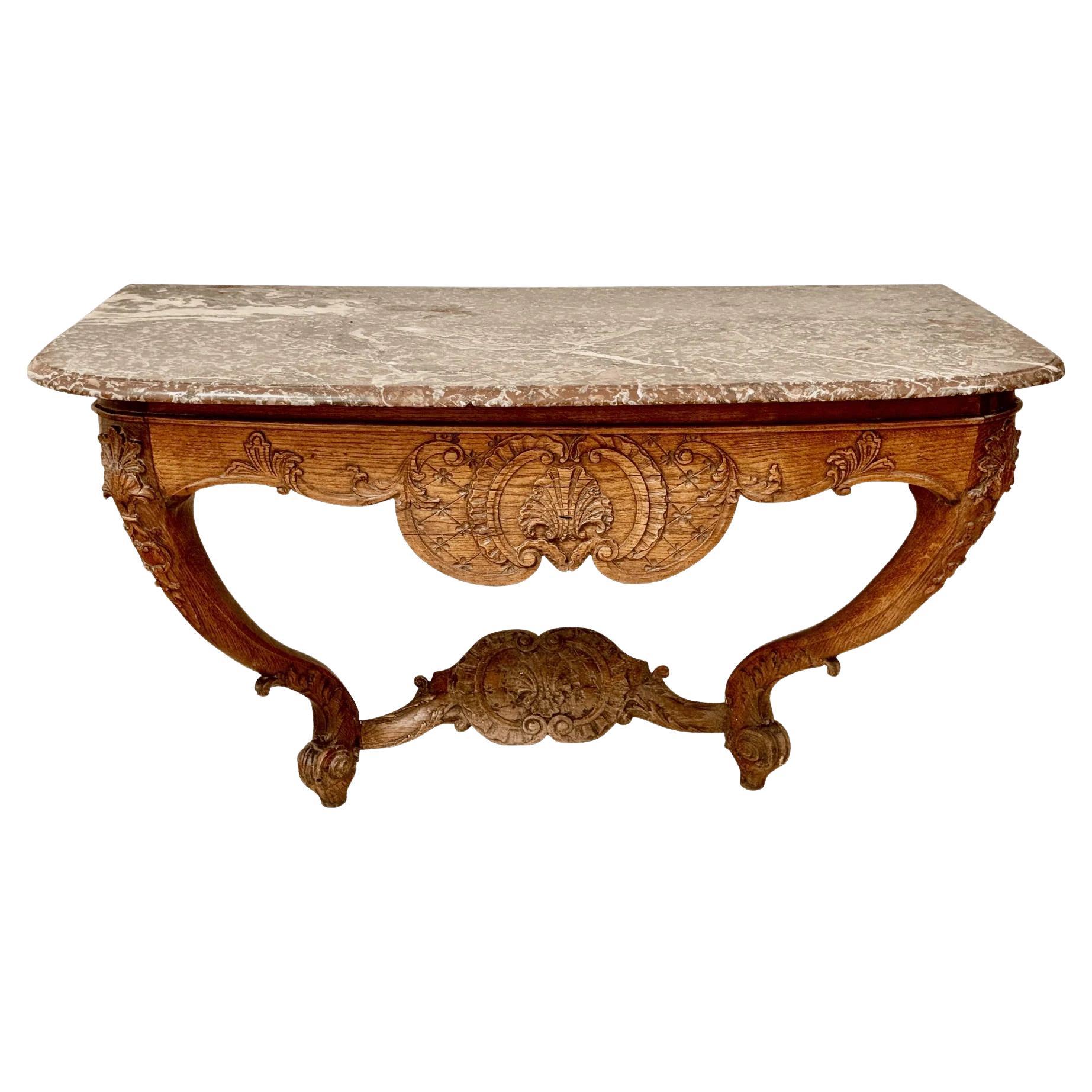 French Louis XV Carved Console with Marble Top, Circa 1750