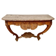 French Louis XV Carved Console with Marble Top, Circa 1750