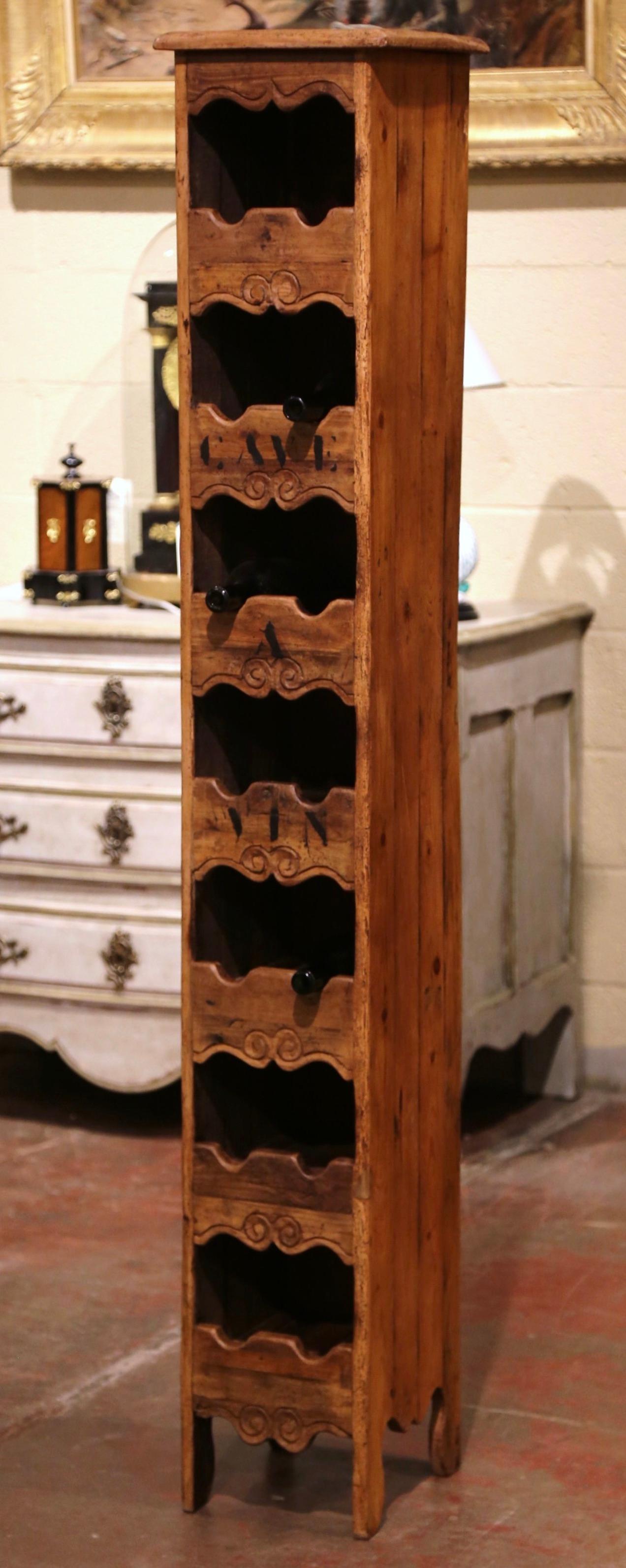 Hand-Carved French Louis XV Carved Fourteen Wine Bottle Storage Cabinet 