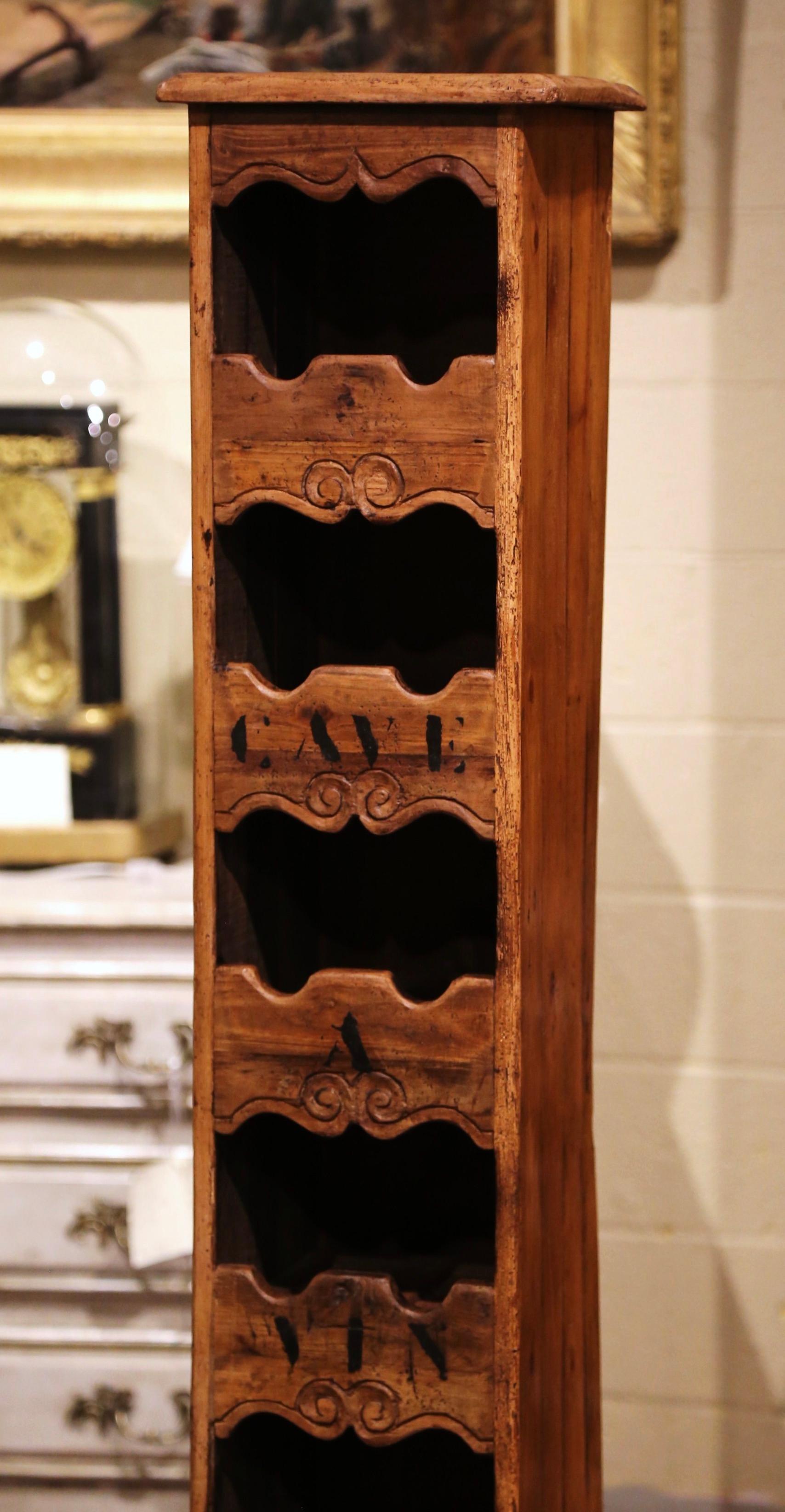 Contemporary French Louis XV Carved Fourteen Wine Bottle Storage Cabinet 