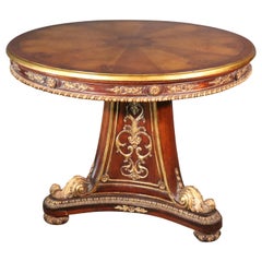 French Louis XV Carved Gilded Ciracssian Walnut Regency Center Table circa 1930s