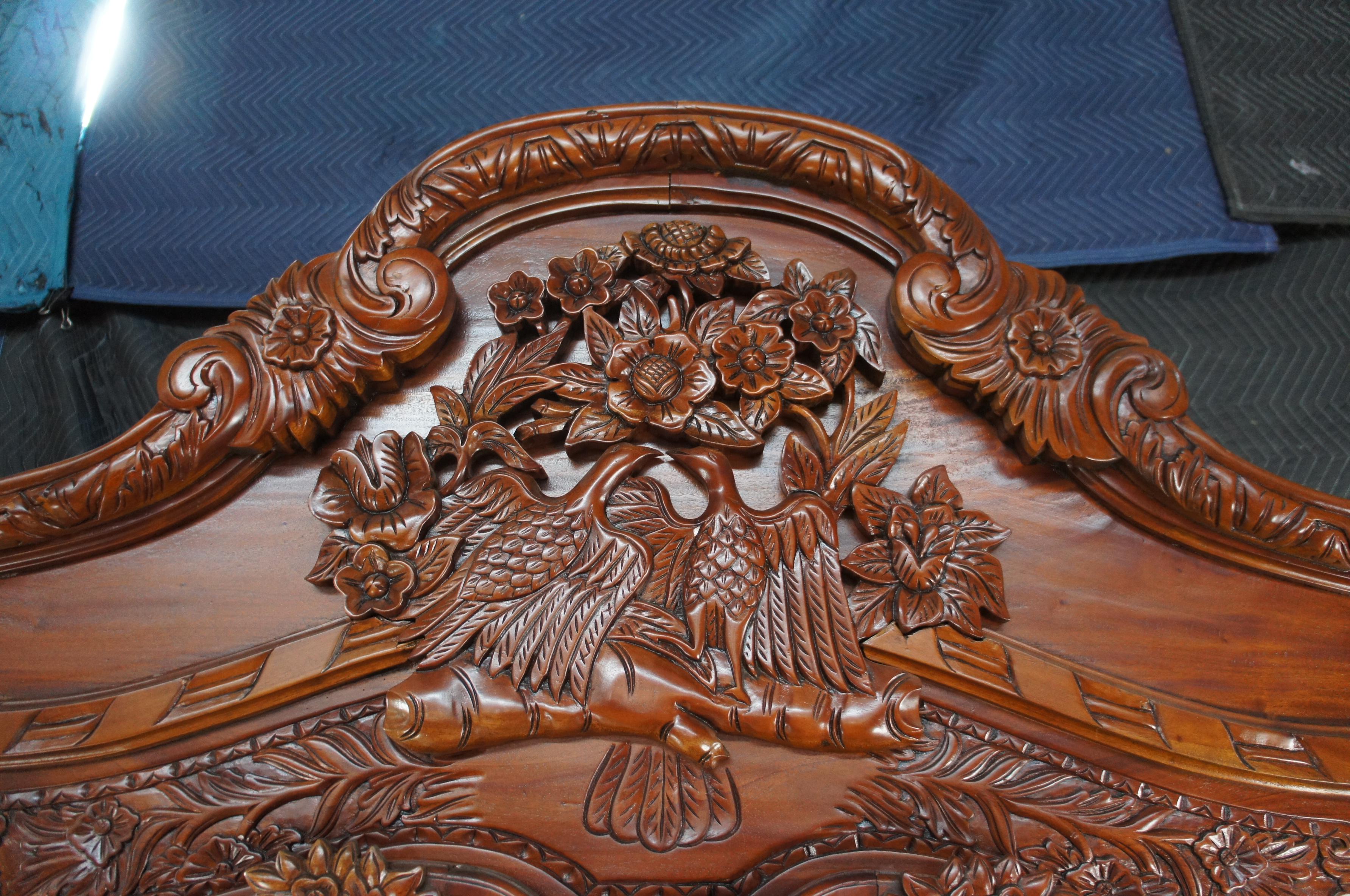 20th Century French Louis XV Carved Mahogany Bonnet Top Wedding Armoire Hanging Wardrobe 95