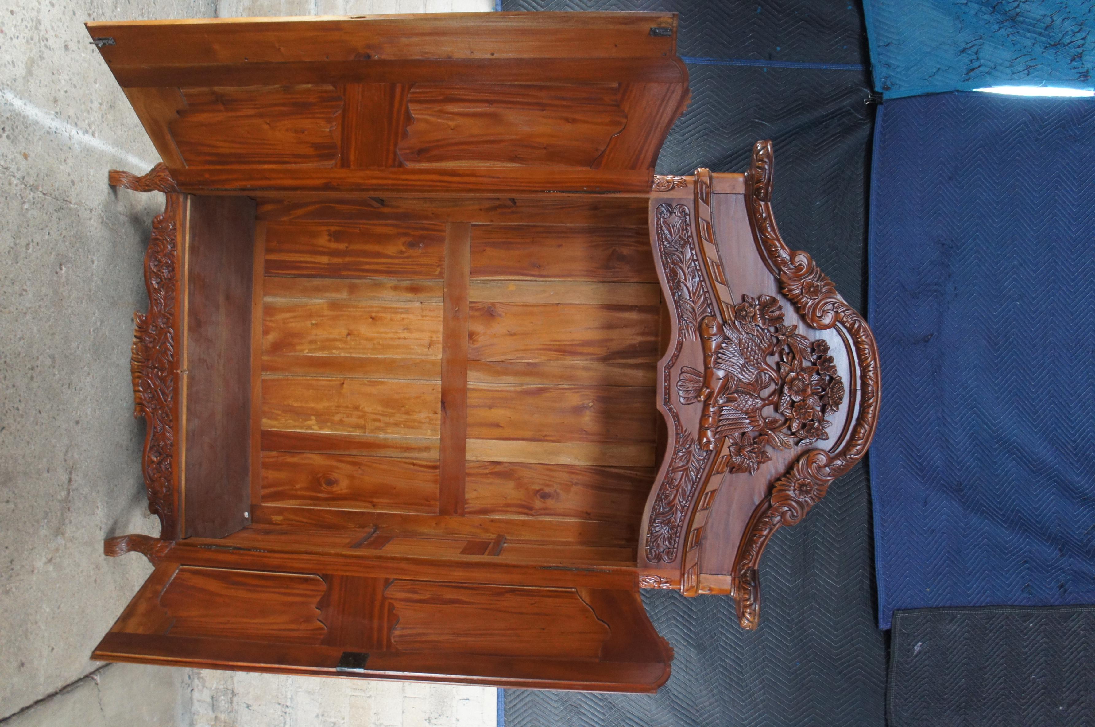 French Louis XV Carved Mahogany Bonnet Top Wedding Armoire Hanging Wardrobe 95