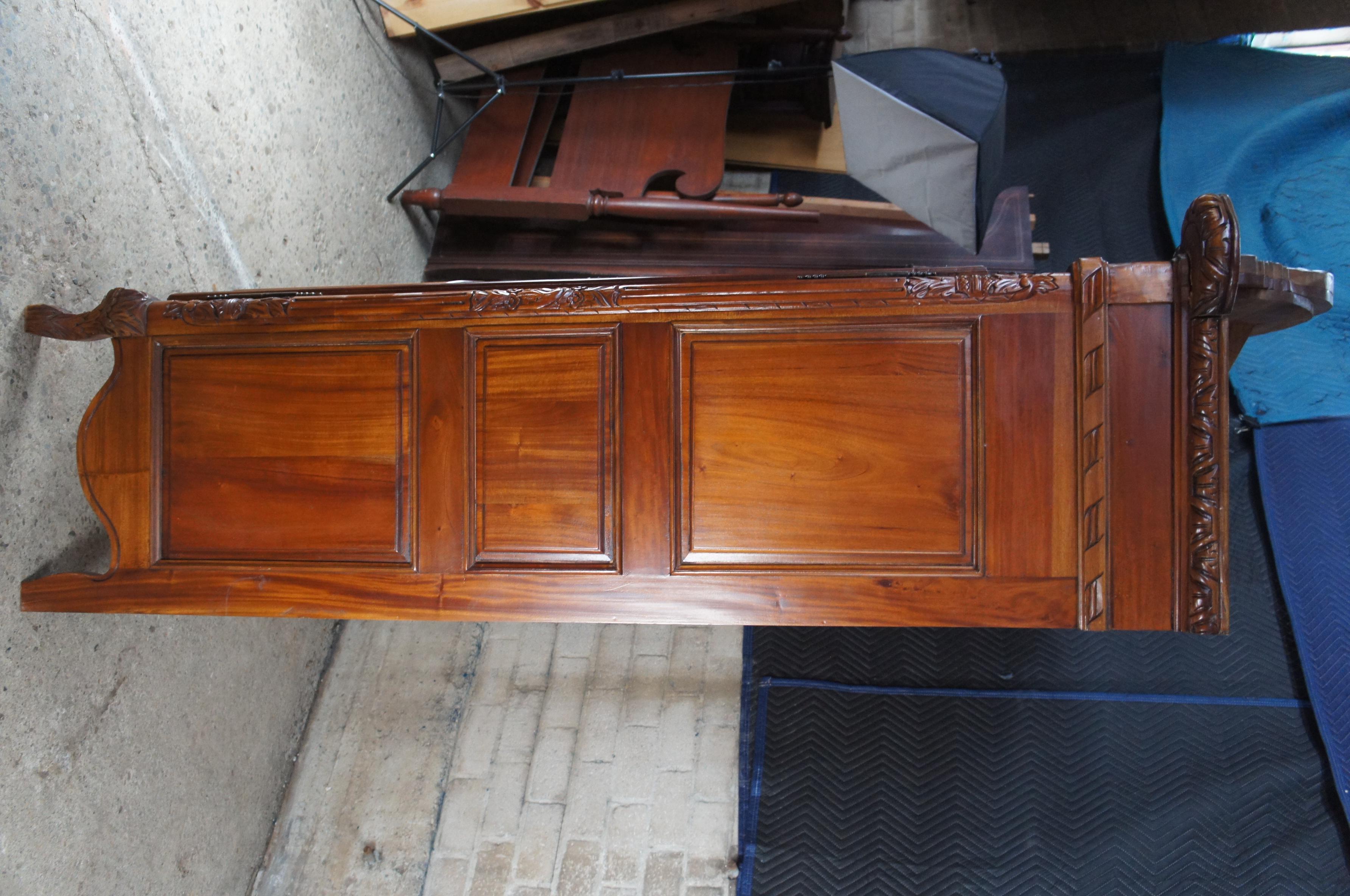 French Louis XV Carved Mahogany Bonnet Top Wedding Armoire Hanging Wardrobe 95