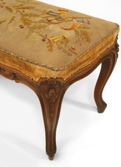 French Louis XV Carved Walnut Bench