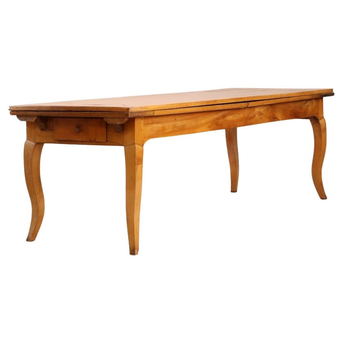 French Louis XV Cherry Farm Table, Extends