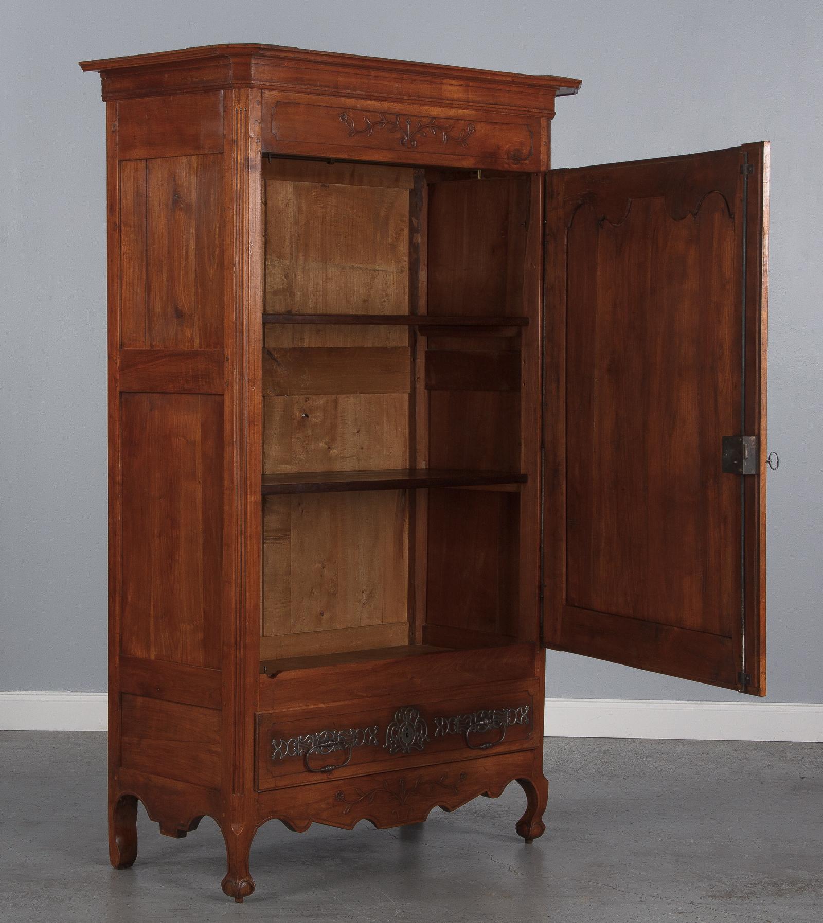 French Louis XV Cherrywood Bonnetiere Armoire, 18th Century 4