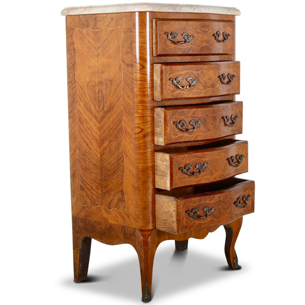 French Louis XV Chest Commode Nightstand In Distressed Condition In Vancouver, British Columbia
