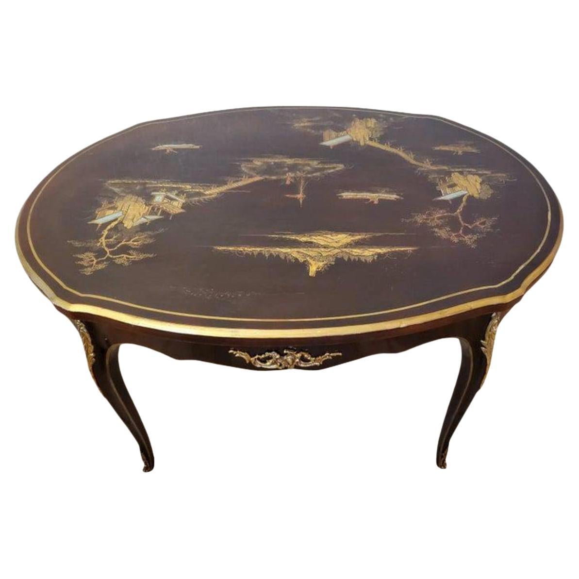 French Louis XV Chinoiserie Coffee Table, Attributed to Escalier de Cristal For Sale