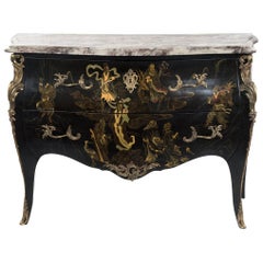 French Louis XV Chinoiserie Commode with Marble Top