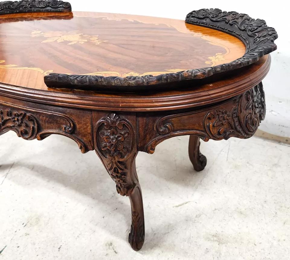 Table basse Louis XV en marqueterie de noyer en vente 6