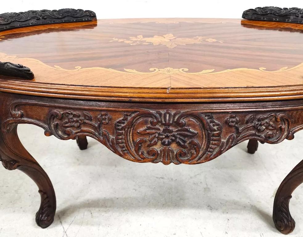 Table basse Louis XV en marqueterie de noyer en vente 1