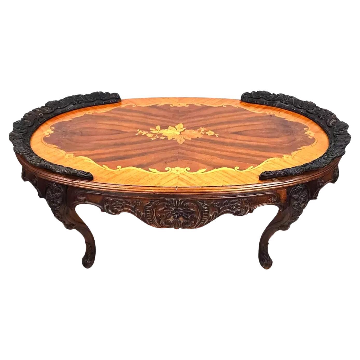Französisch Louis XV Couchtisch Nussbaum Intarsien