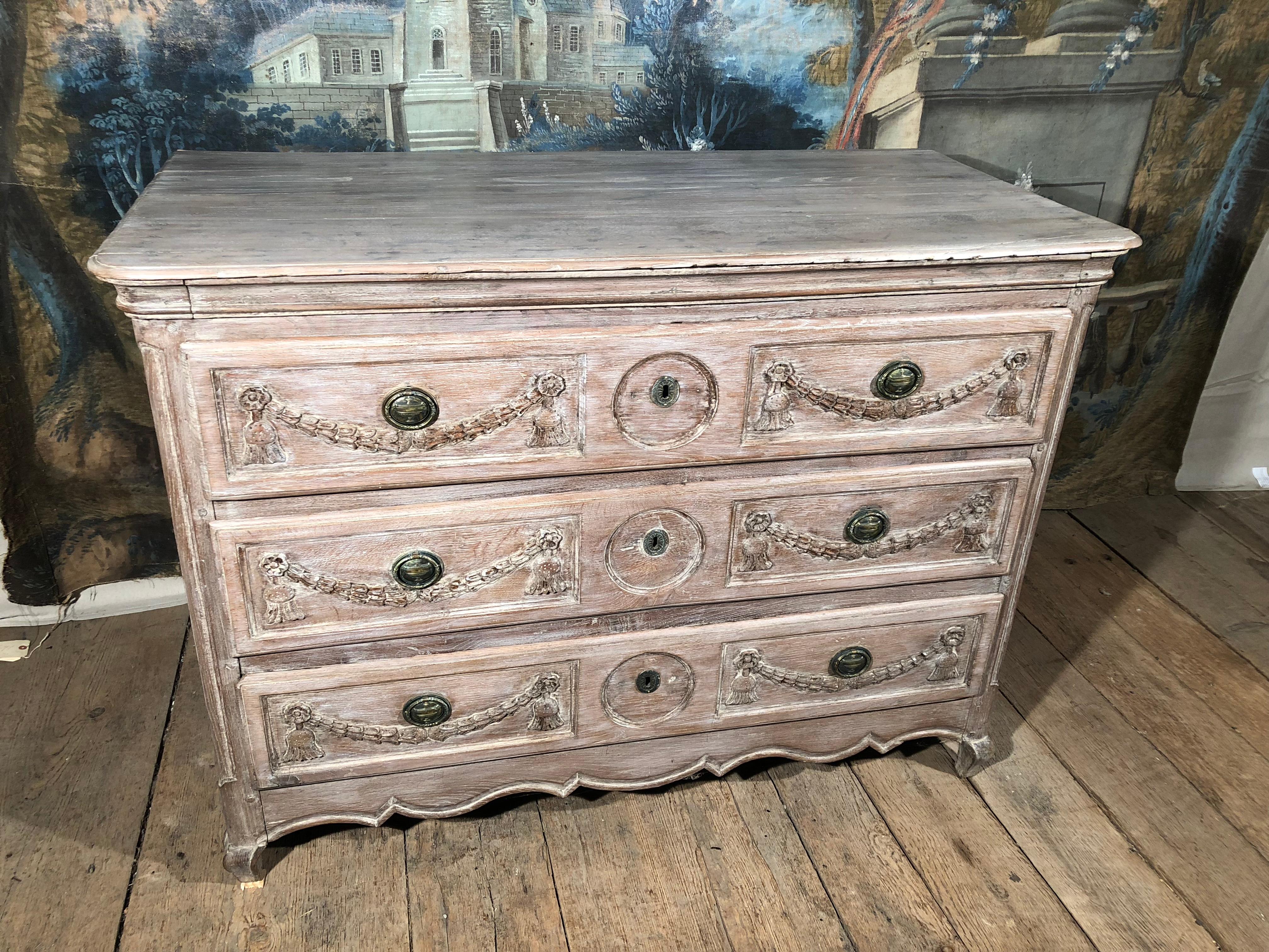 French Louis XV Commode in Bleached Oak 2