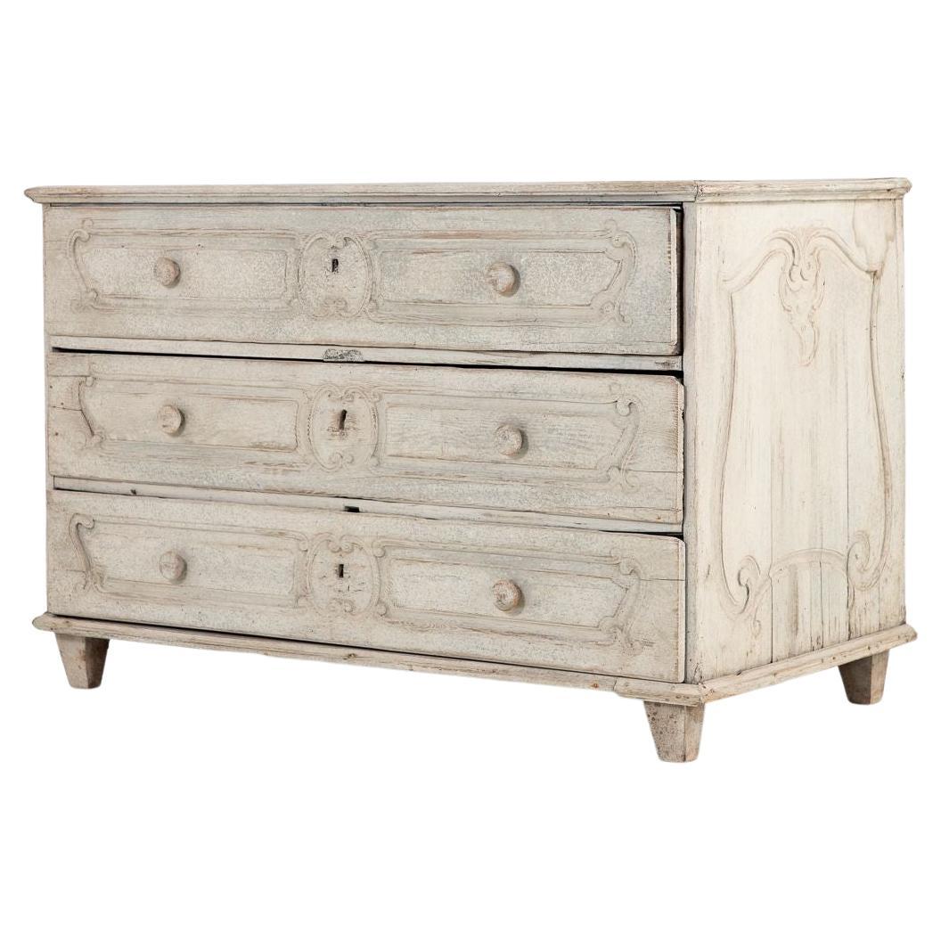 French Louis XV Commode Later Gray Paint, 19th Century For Sale
