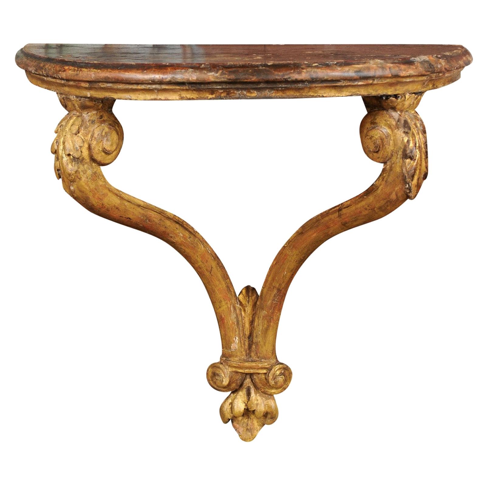 French Louis XV Console Giltwood Bracket, Mid-18th Century