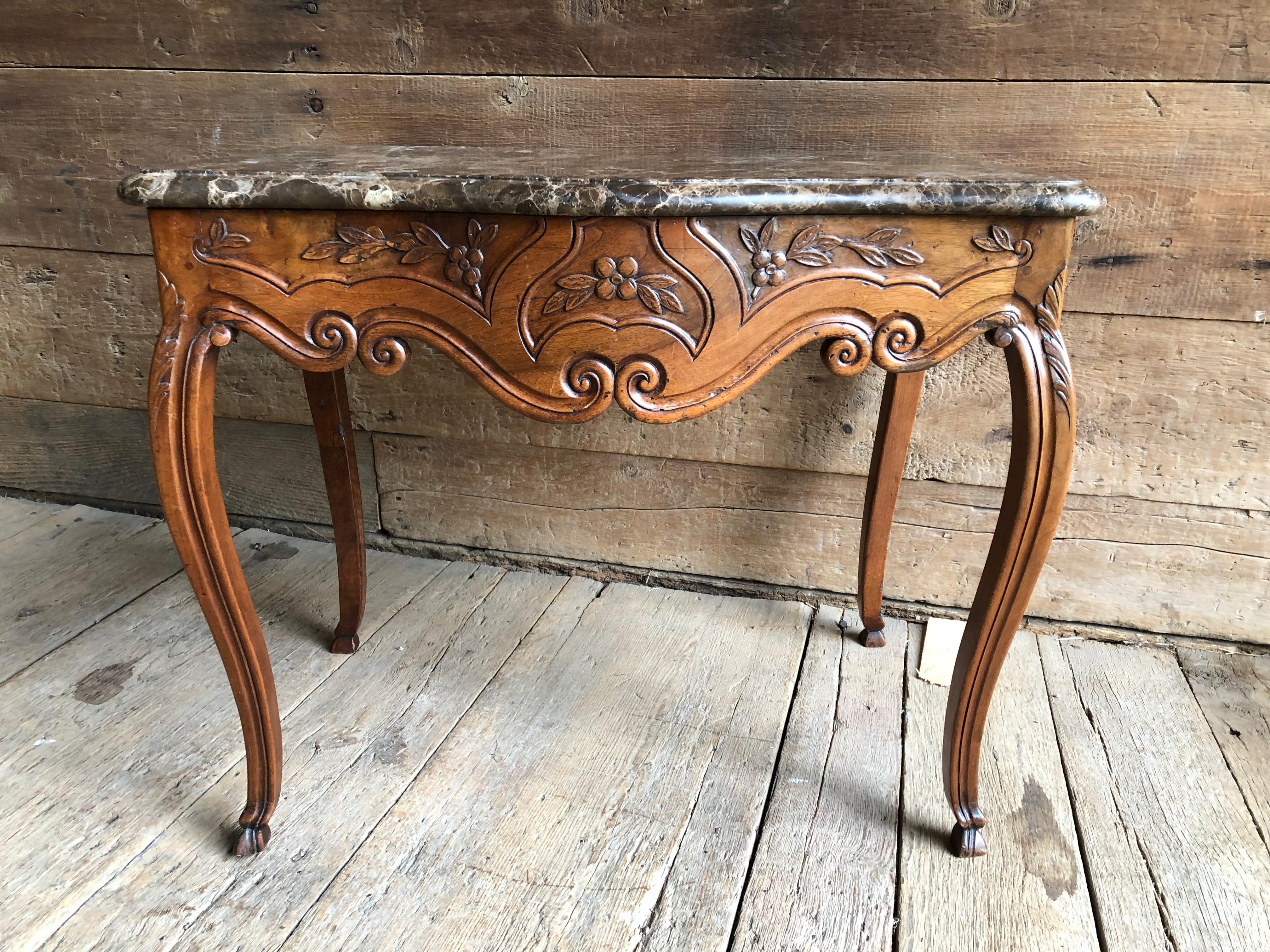 French Louis XV Console Table, Marble Top, 18th Century 3