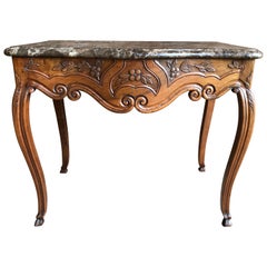 French Louis XV Console Table, Marble Top, 18th Century