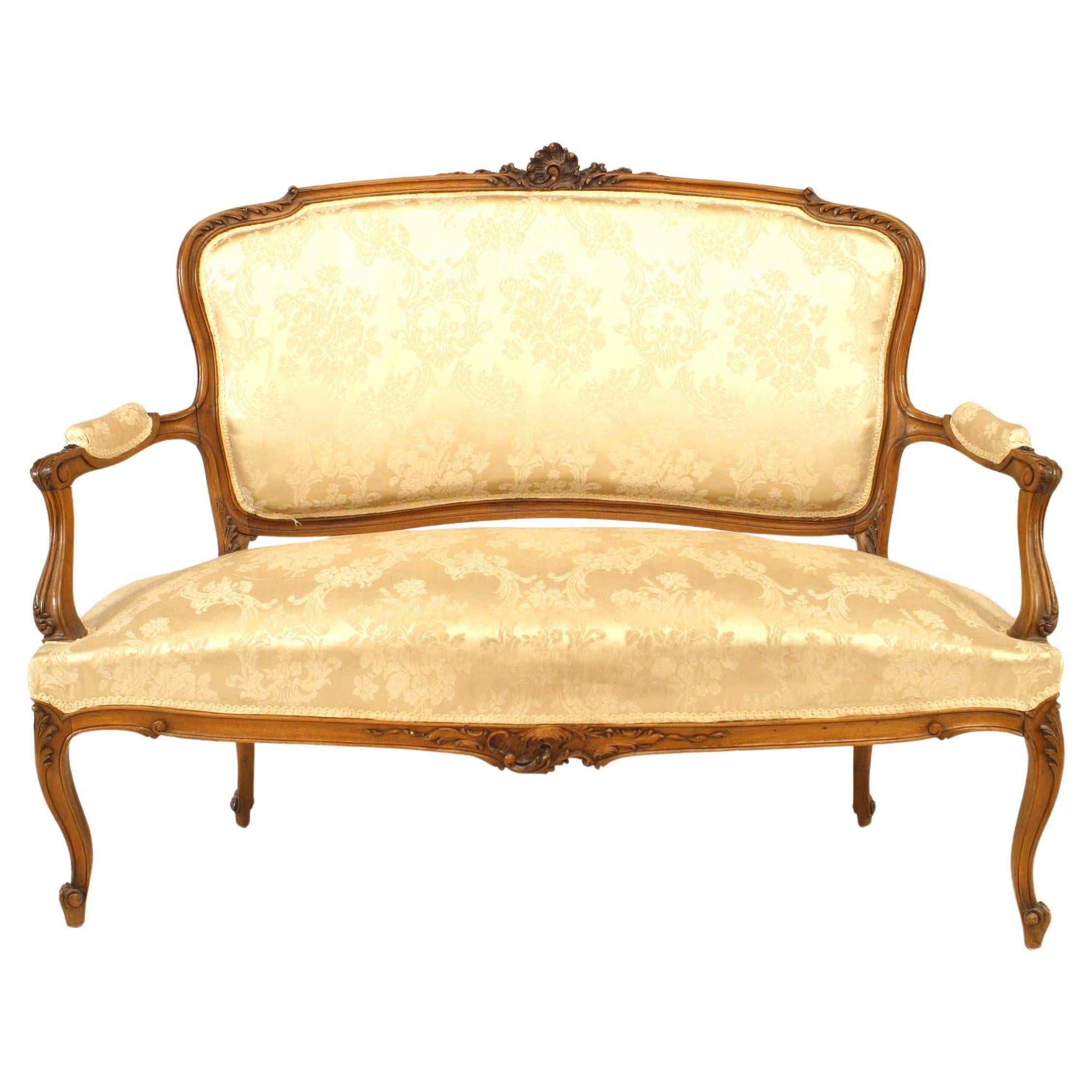 French Louis XV Cream Brocade Loveseat