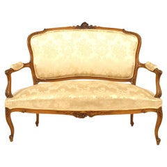 Loveseat Francés Luis XV Brocado Crema