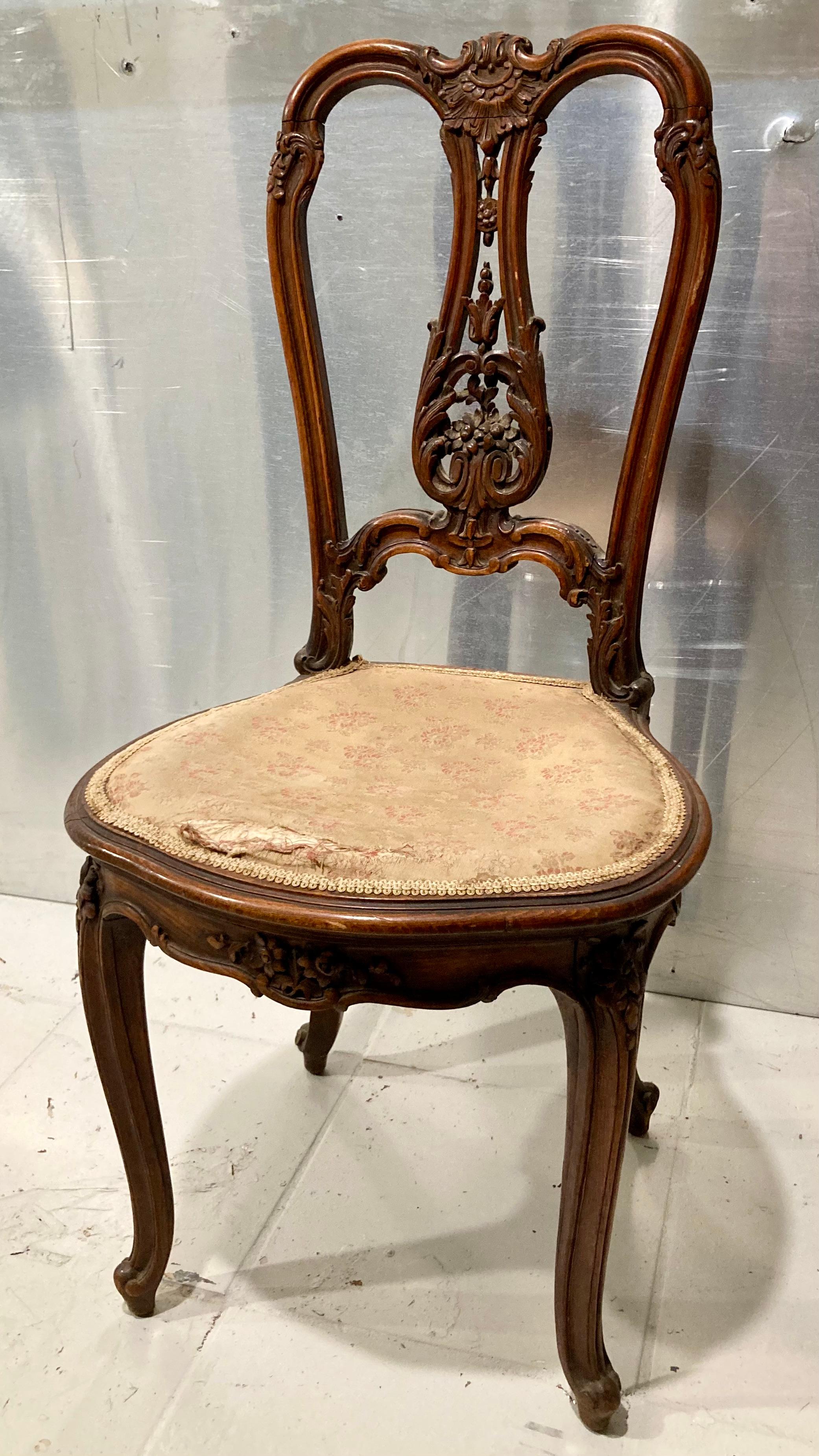 Wood French Louis XV Desk Chair For Sale