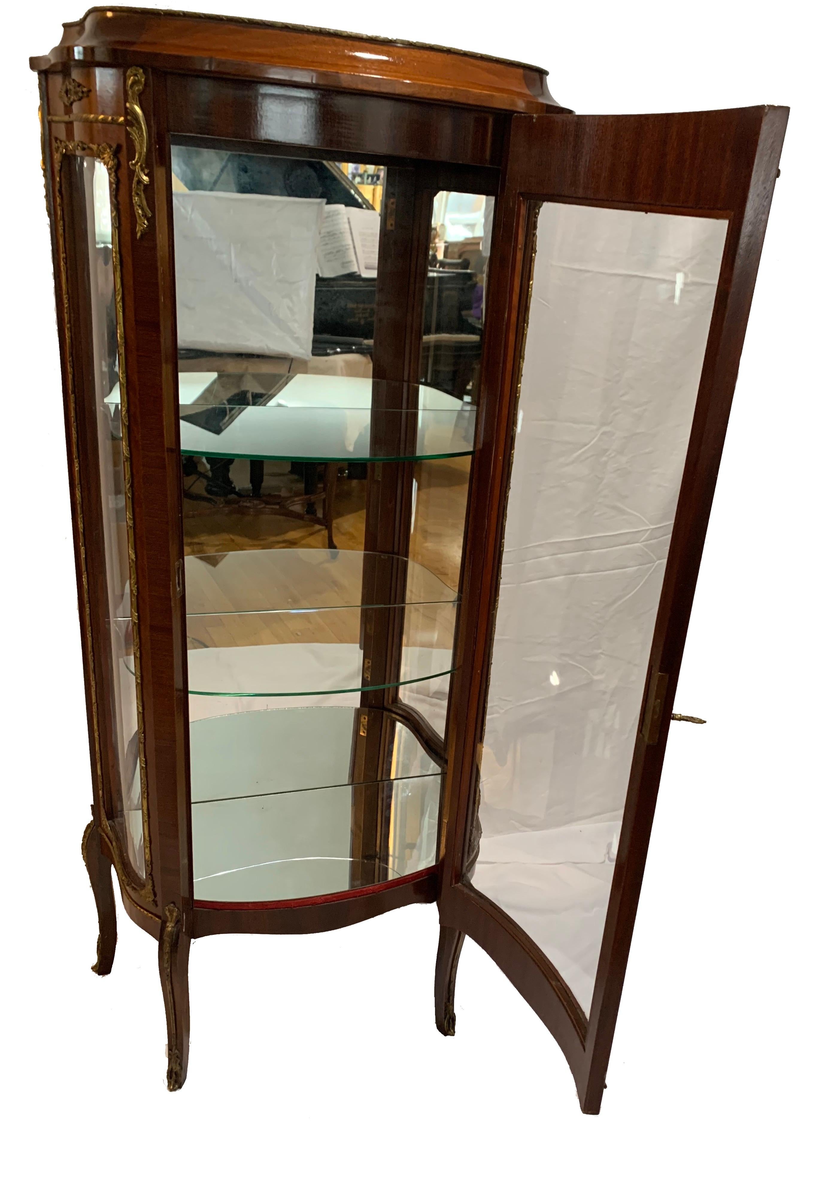 19th Century French Louis XV Display Cabinet Vitrine with Bronze Mounts