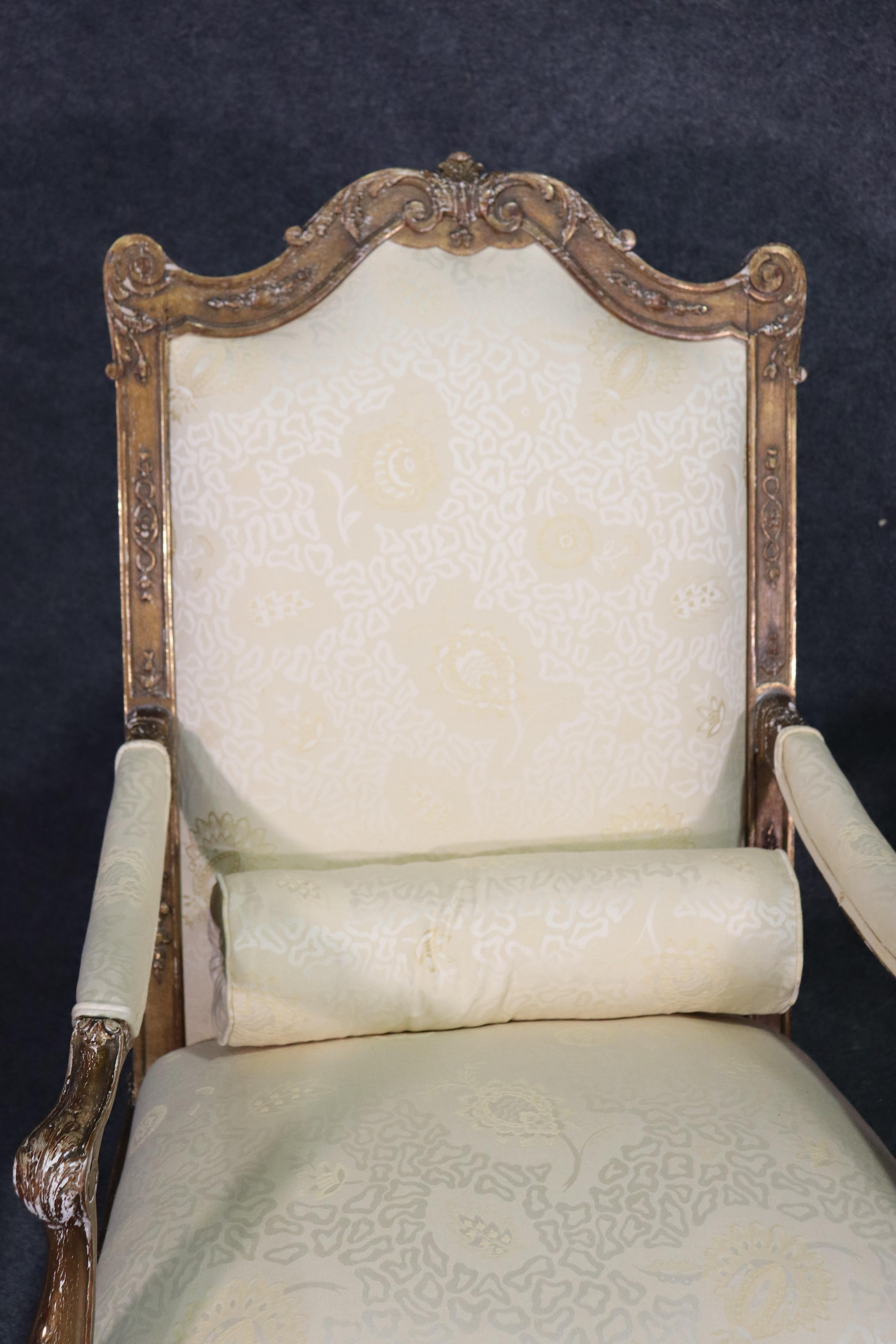 French Louis XV Distressed Painted Armchairs Fautueills, circa 1920s For Sale 4