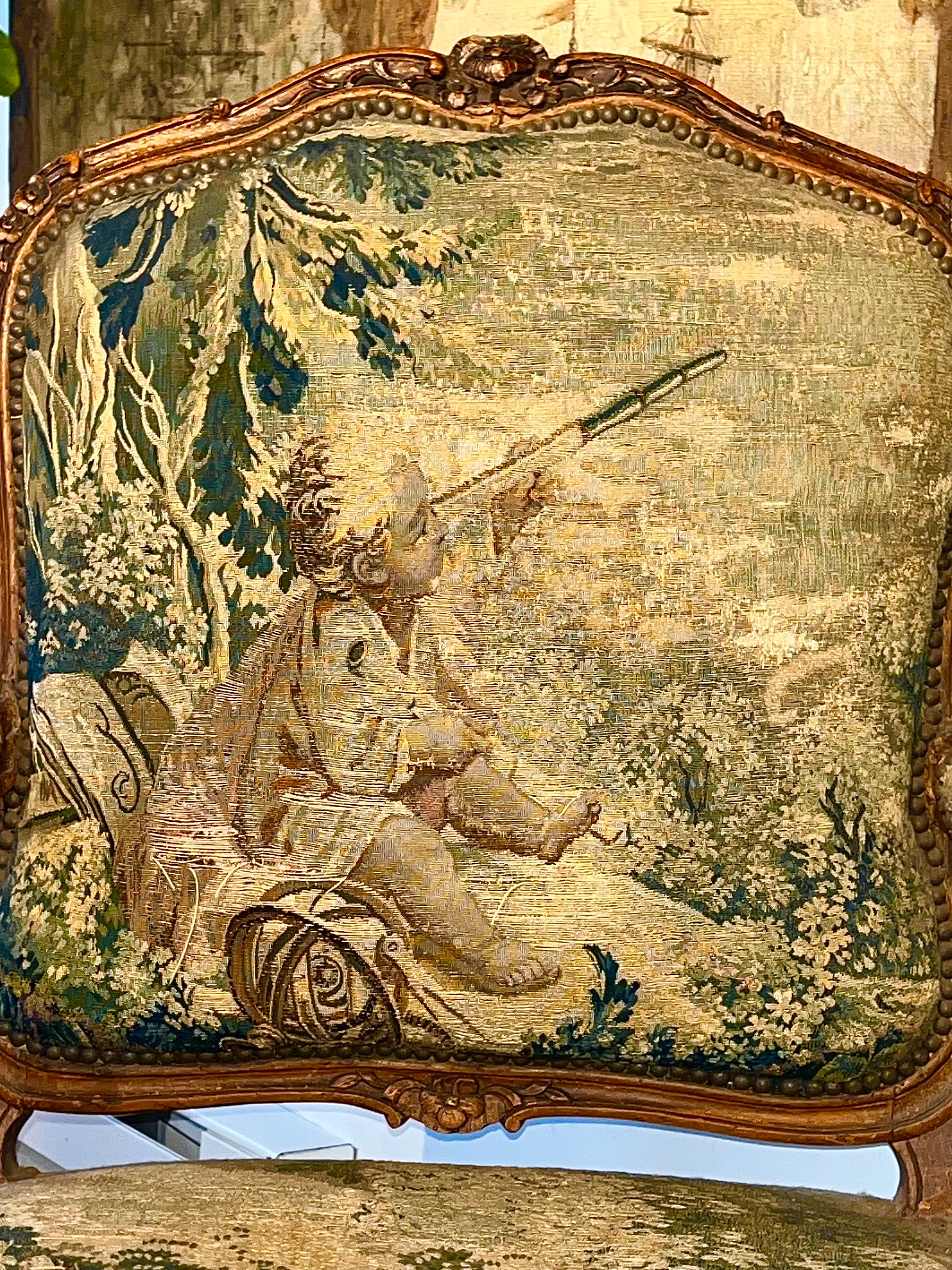Fauteuil francés Luis XV a La Reine, firmado 