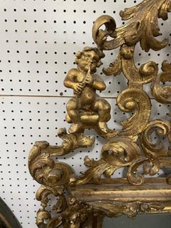 French Louis XV Filigree Carved Giltwood Wall Mirror