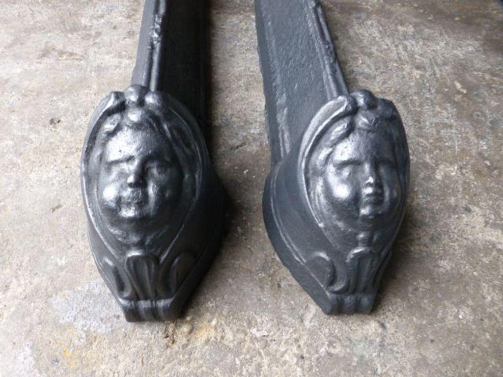 Cast French Louis XV Fire Andirons, 18th Century Period For Sale