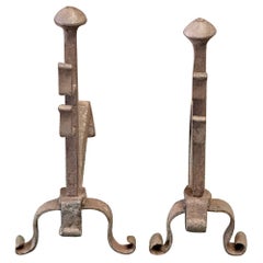 French Louis XV Fire Andirons, 18th Century Period