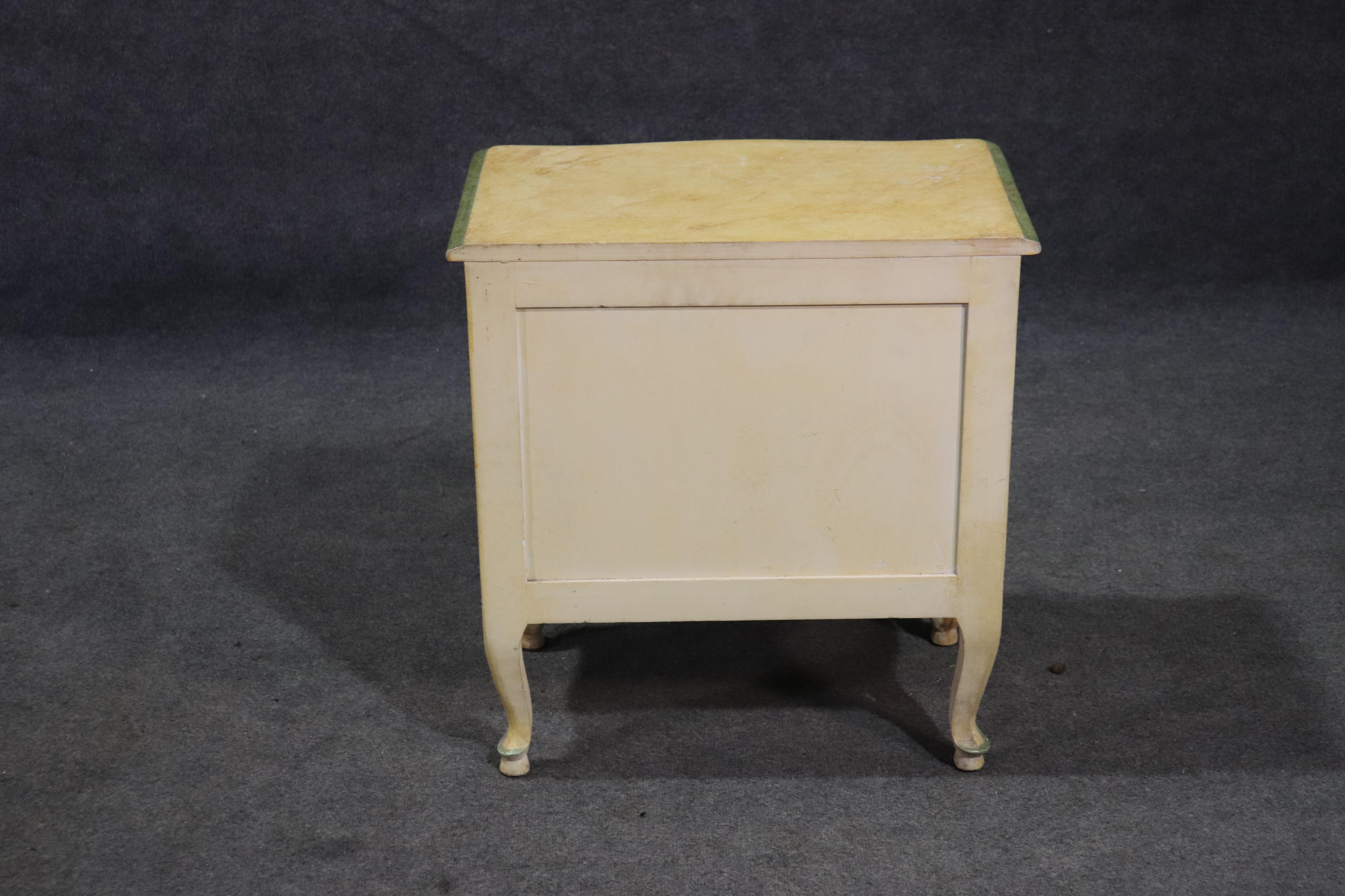 Mid-20th Century French Louis XV Floral Paint Decorated Nightstand Commode, circa 1940