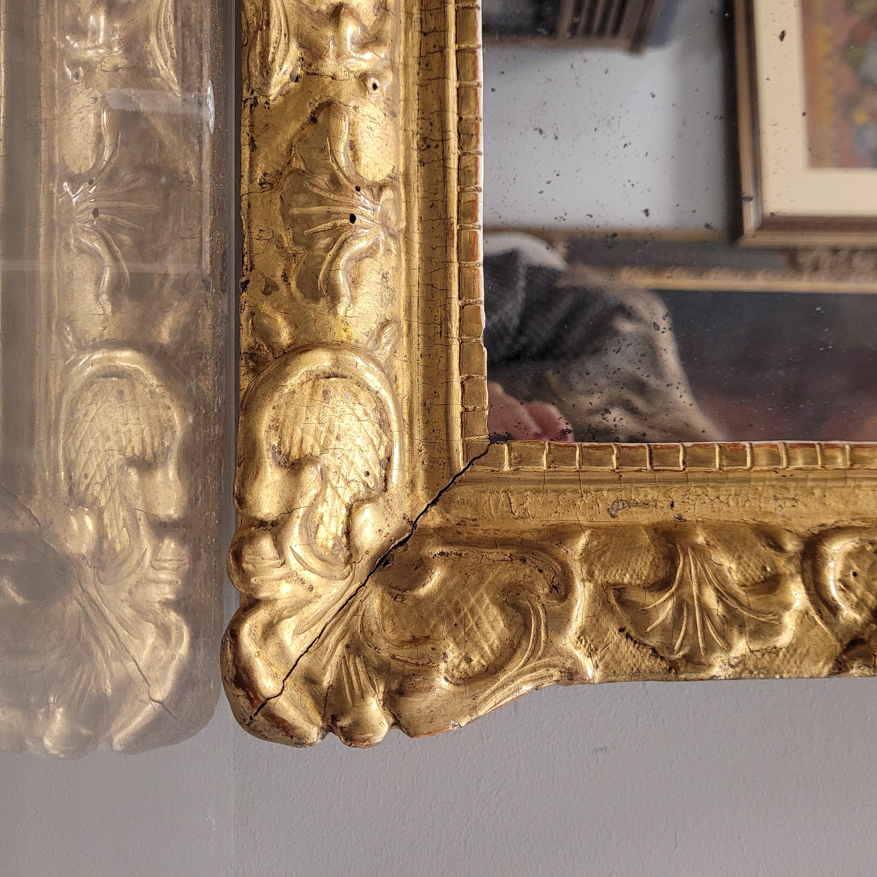 French Louis XV Gild wood  Mirror wall , original crystal  5