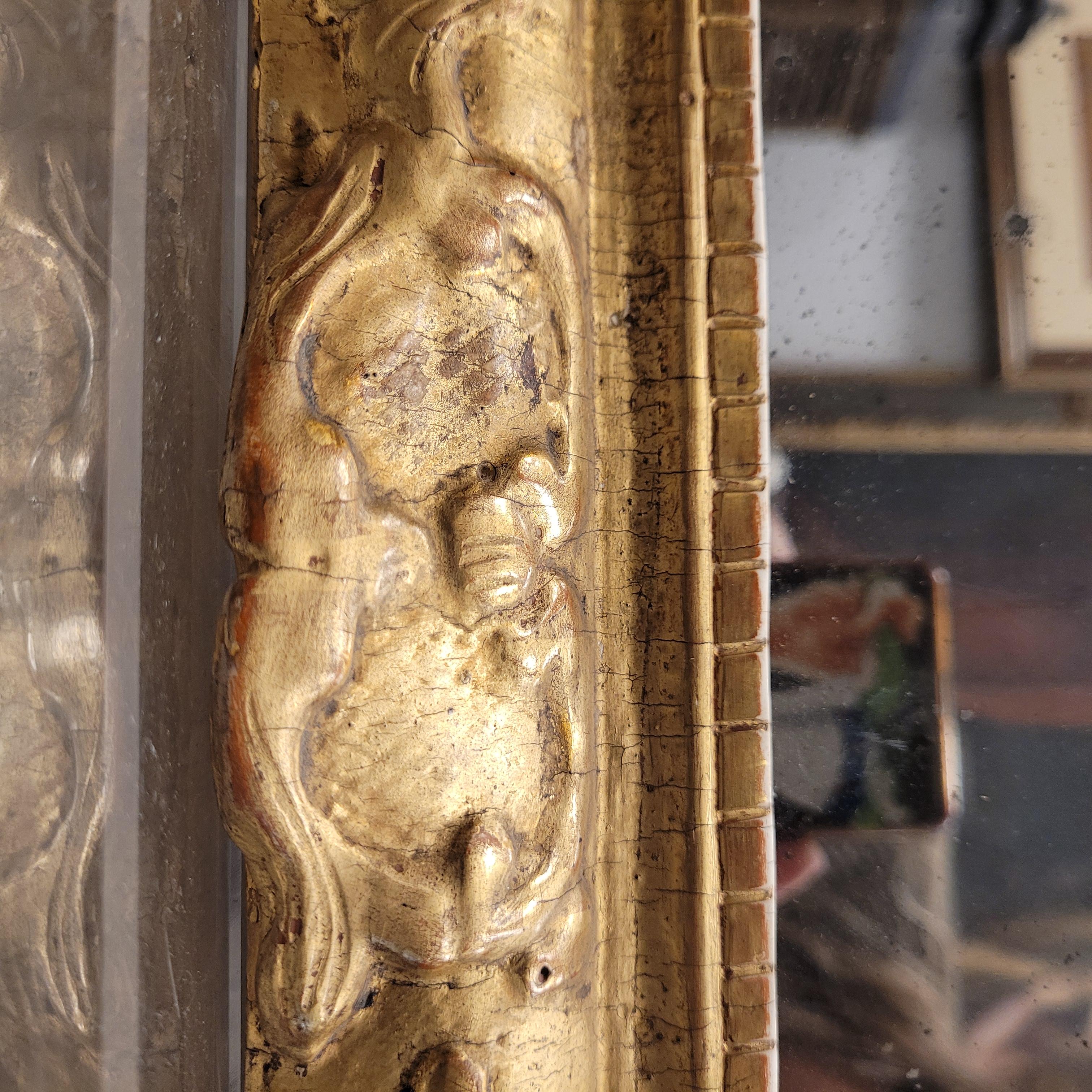 French Louis XV Gild wood  Mirror wall , original crystal  6