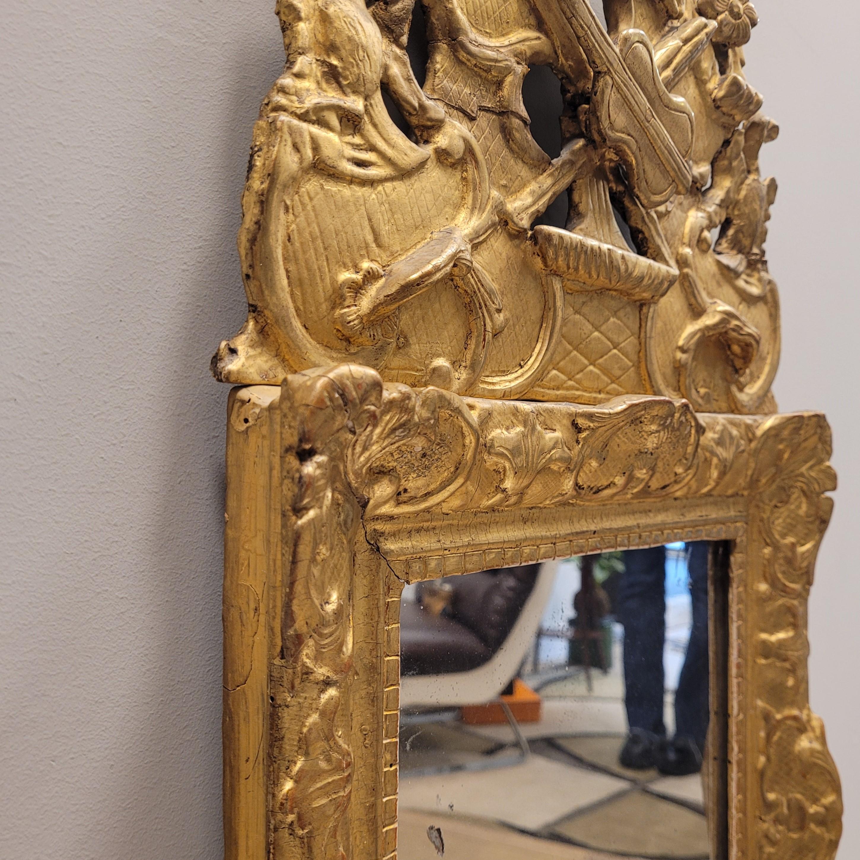 French Louis XV Gild wood  Mirror wall , original crystal  1