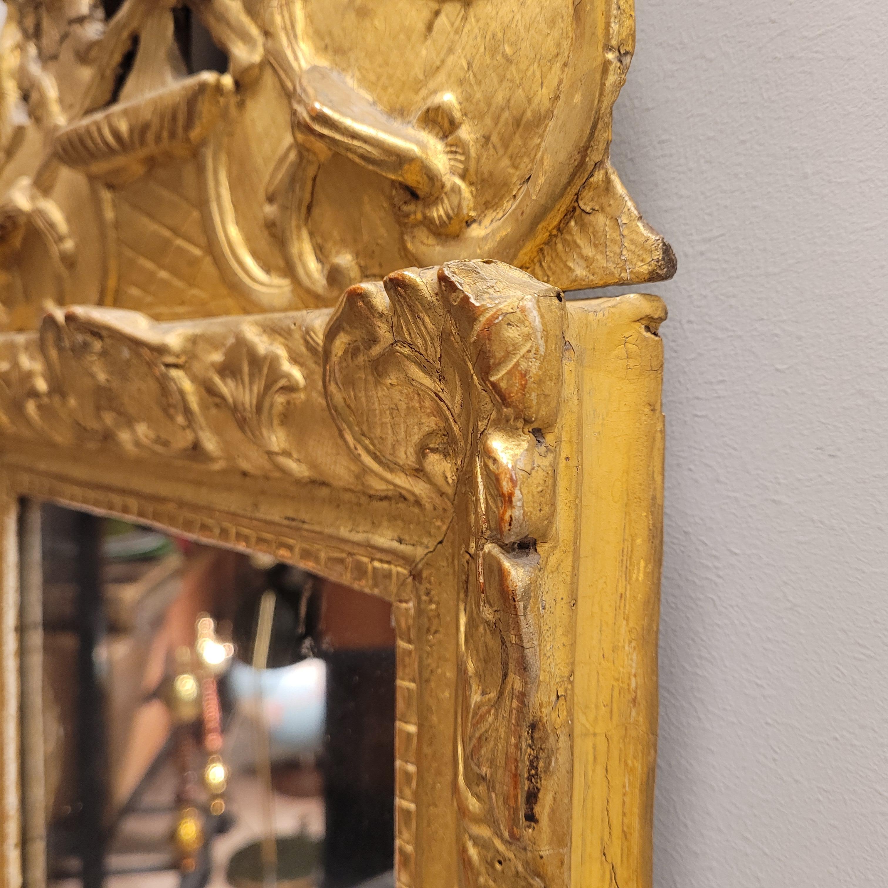 French Louis XV Gild wood  Mirror wall , original crystal  3