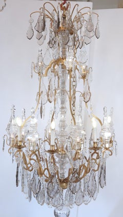 French Louis XV Gilt Bronze & Crystal 20 Arm Chandelier