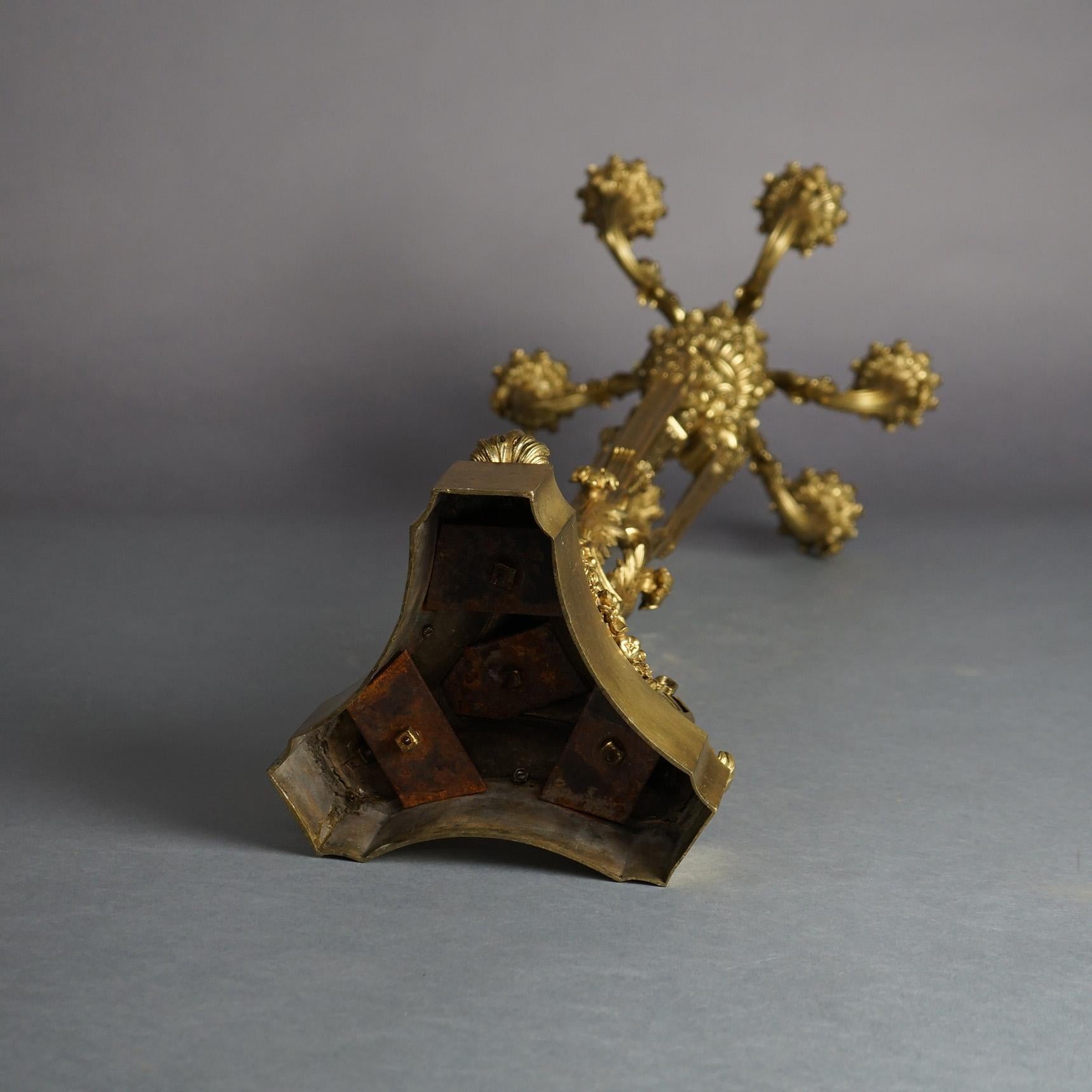 Französisch Louis XV Vergoldete Bronze Figural Karyatide & Foliate 7-Light Kandelaber C1870 im Angebot 5