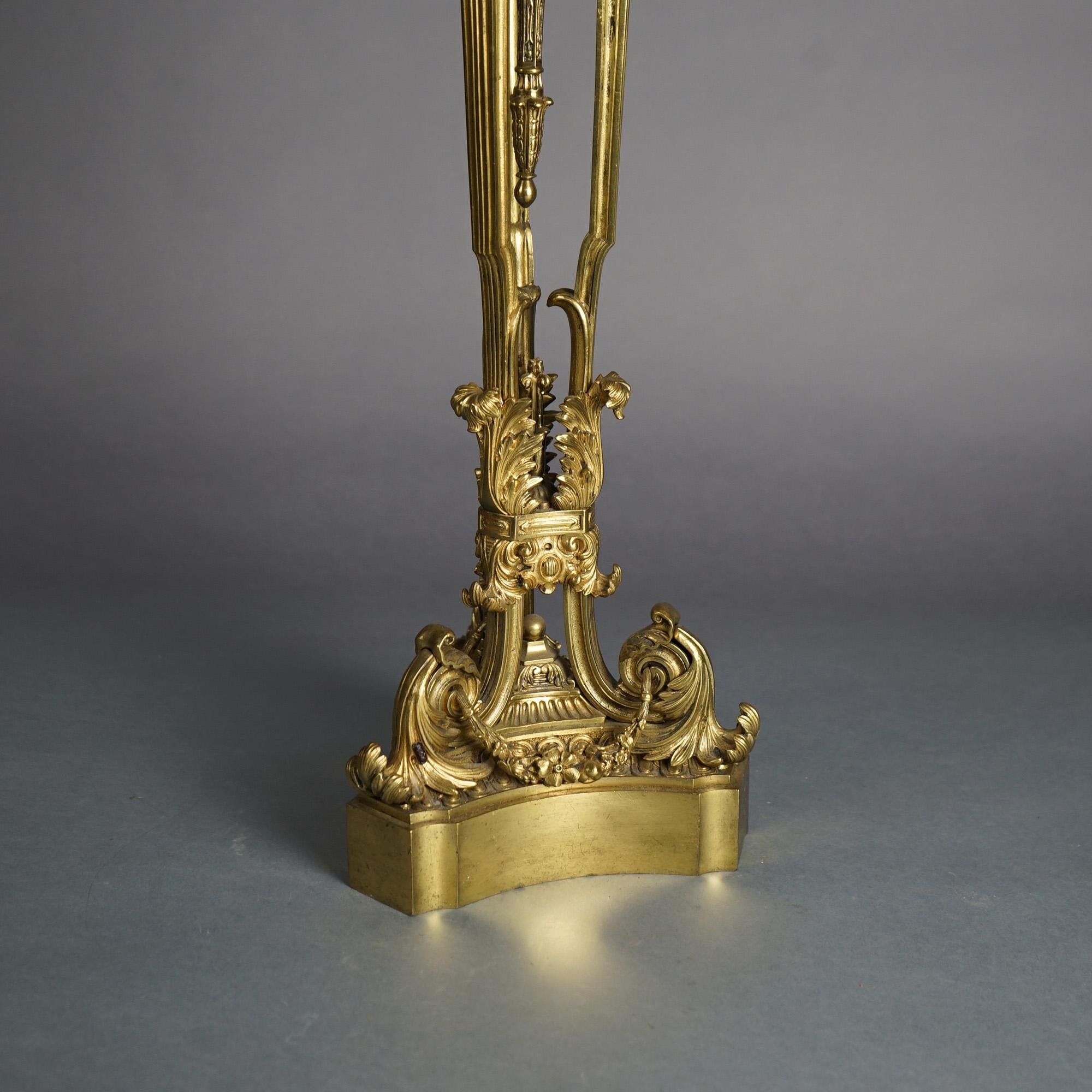 French Louis XV Gilt Bronze Figural Caryatid & Foliate 7-Light Candelabra C1870 4